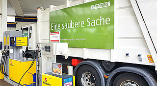 Klimafreundliche Abfalllogistik, Remondis Fahrzeug, Biogas