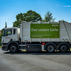 Klimafreundliche Abfalllogistik, Remondis Fahrzeug, Biogas