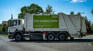 Klimafreundliche Abfalllogistik, Remondis Fahrzeug, Biogas