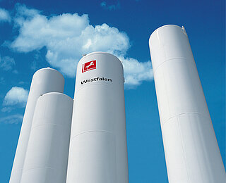 Wasserstoff-Tanks in Hochtanks von Westfalen. Wasserstoff-Versorgung