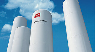 Wasserstoff-Tanks in Hochtanks von Westfalen. Wasserstoff-Versorgung