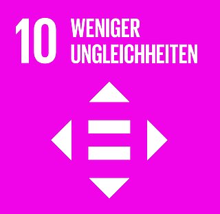 Icon des 10. Sustainable Development Goals "Weniger Ungleichheiten": weißes, eingerahmtes Gleichheitszeichen