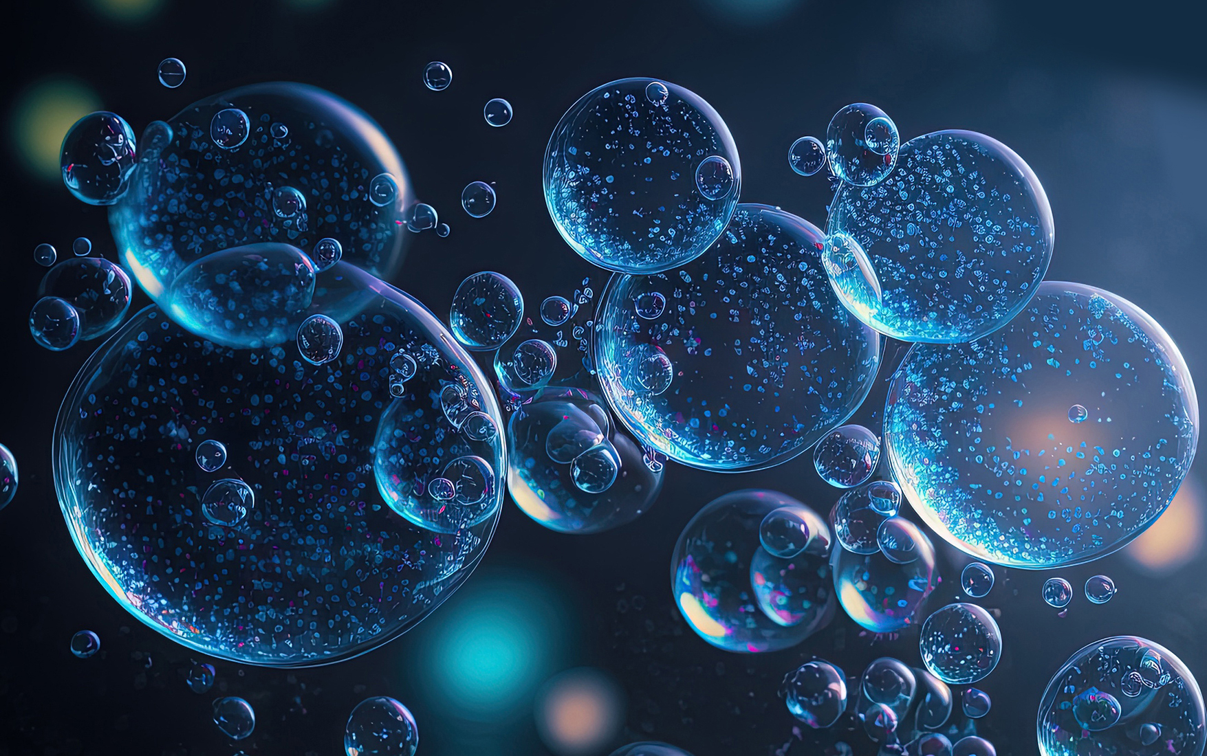Wasserstoff für die Energiewende. Wasserblasen als Veranschaulichung für Wasserstoff